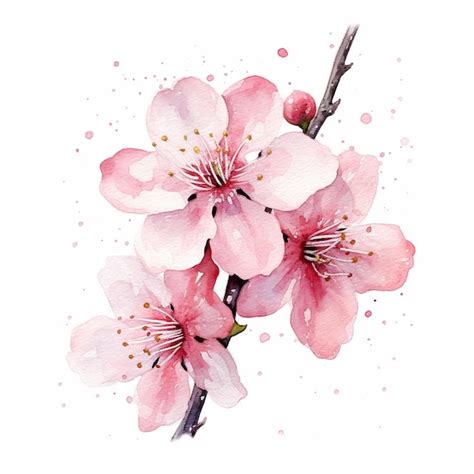 Premium AI Image | a watercolor painting of a cherry blossom.