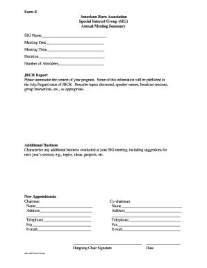 Fillable Online Ameriburn Form E An Meet Summary Ameriburn Fax Email