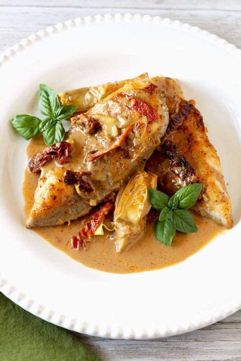 This Chicken With Artichokes And Sun Dried Tomatoes Cream Sauce Is Pan Seared To Golden