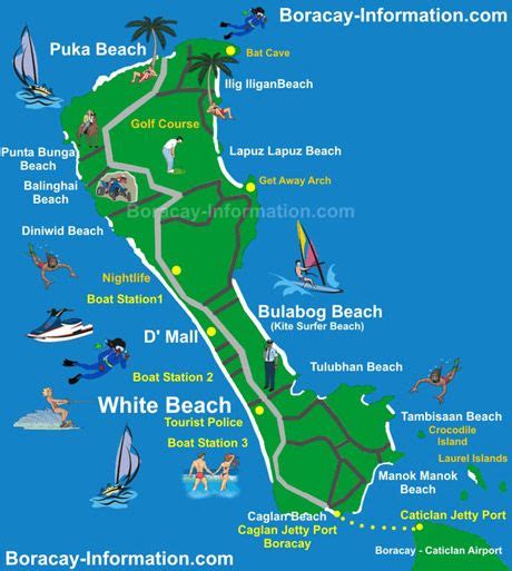 Map of White Beach Area in Boracay Island