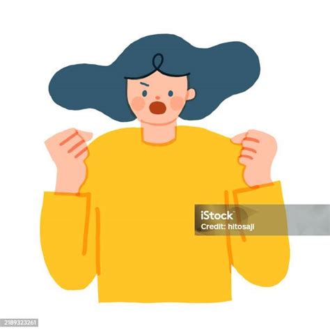 Anger Rage Screaming Concept Young Mad Crazy Teen Girl Cartoon