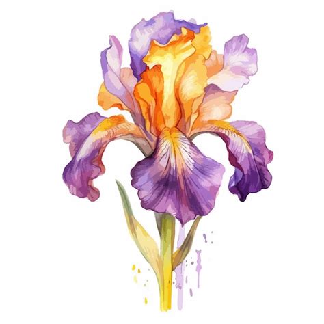 Una Caprichosa Imagen En Acuarela De Una Flor De Iris Vector Premium