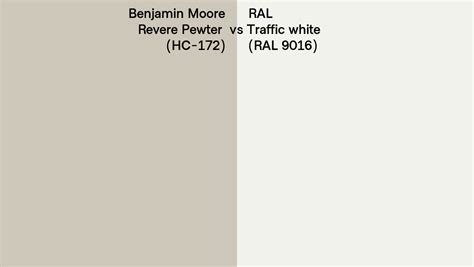 Benjamin Moore Revere Pewter HC 172 Vs RAL Traffic White RAL 9016