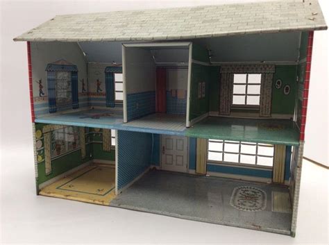 Vintage Marx 1950s Tin Lithograph 2 Story Colonial Dollhouse 1785314494