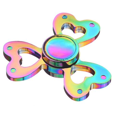 Zinc Alloy Rainbow Fidget Spinner Love Heart