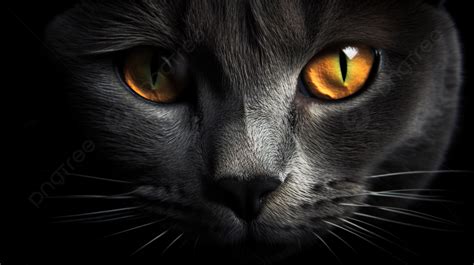 Fondo Gato Negro Con Ojos Naranjas Está Mirando Hacia Otro Lado En La