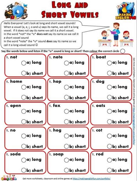 Long And Short Vowels Worksheets 6 Versions Editablemaking English Fun