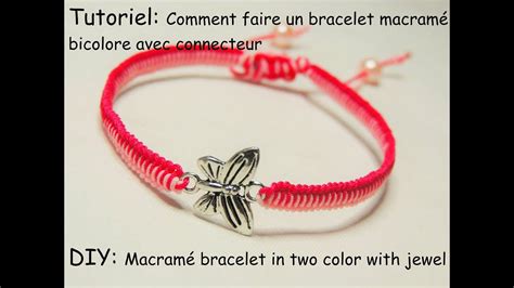 faire un bracelet macramé bicolore avec connecteur DIY Macramé