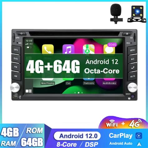 2 DIN ANDROID 12 Autoradio Car DVD CD Player Stereo GPS Navi CarPlay