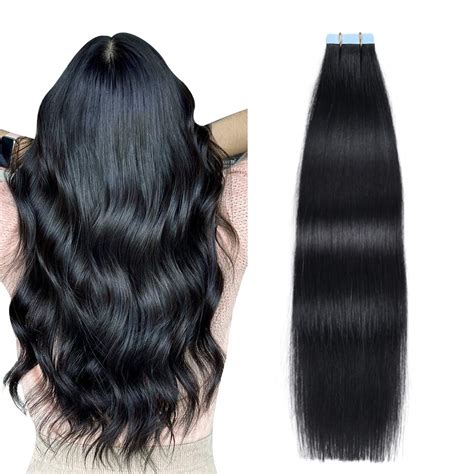 Amazon SUYYA Tape In Hair Extensions Black 100 Real Human Hair