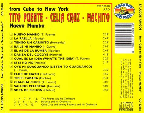 Car Tula Trasera De Tito Puente Celia Cruz Machito From Cuba To