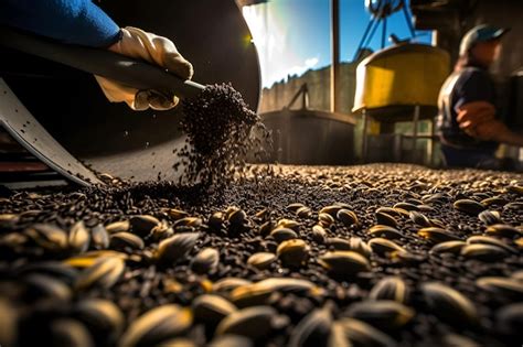 Premium Photo | Drying and cleaning of sunflower seeds for the ...