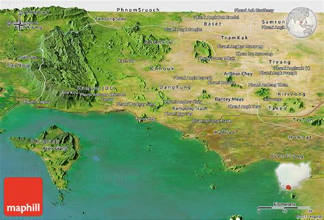 Satellite Panoramic Map of Kampot