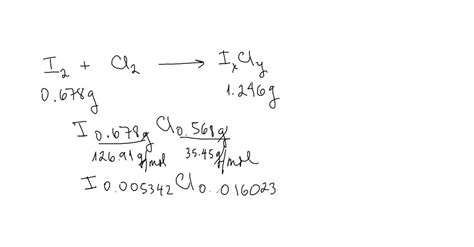 Direct reaction of iodine (I2) and chlorine (C l2) produces an iodine ...