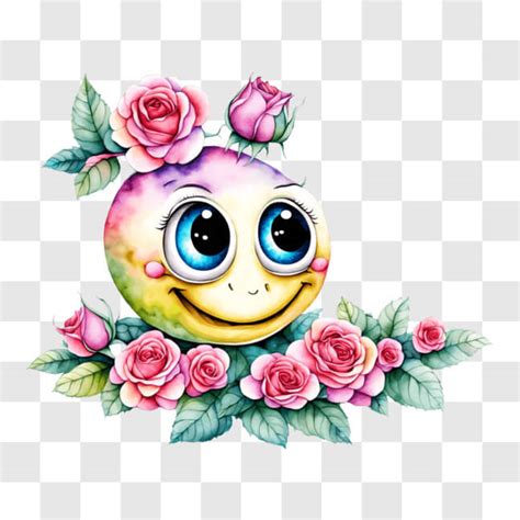 Download Smiley Face With Pink Roses And Flowers Png Online Creative