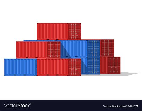 Cargo Containers Stack For Freight Shipping Vector Image