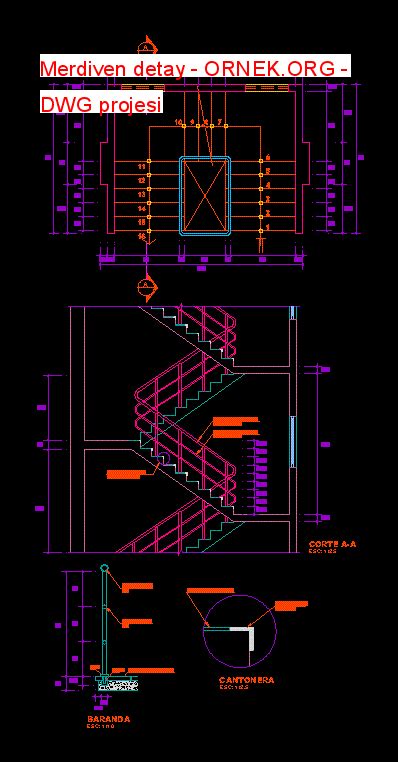 Merdiven Detay Dwg Projesi Autocad Projeler