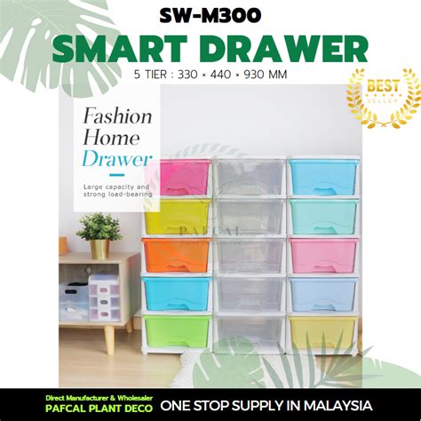 READY STOCK 5 Tier Smart Plastic Drawer 5 Tingkat Amari Plastik