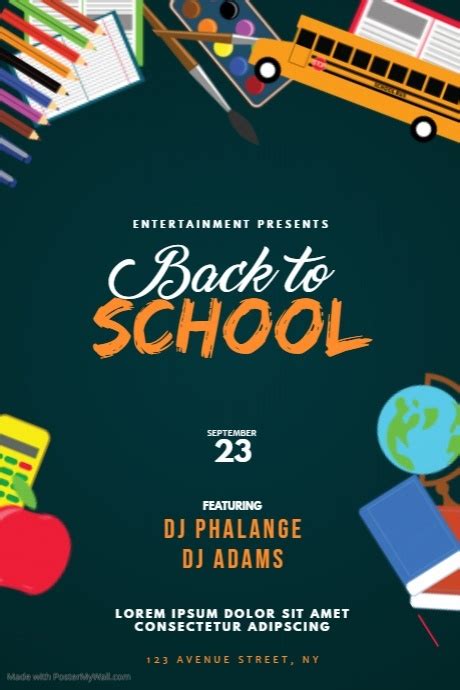 Back to School Event Flyer Template with Apple and Pencils