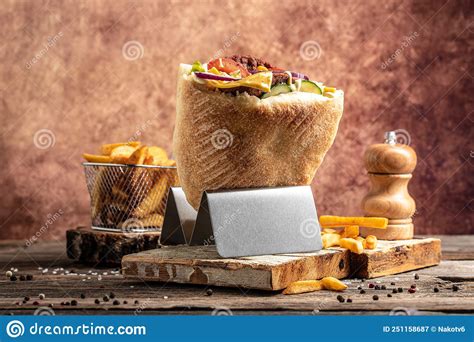 Kebab Pita Gyros Shaurma Wrap Sandwich Stuffed With Sausages From