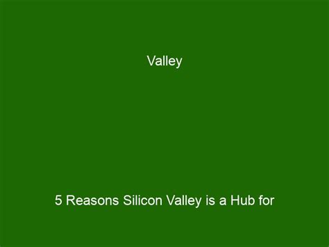 Valley Reasons Silicon Valley Is A Hub For Global Innovation Health