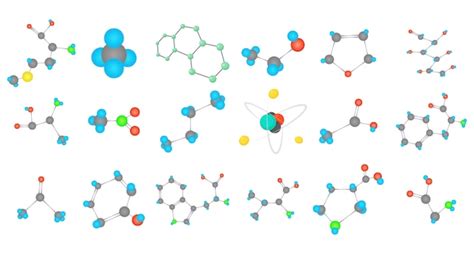 Conjunto De Iconos De La Molécula Vector Premium