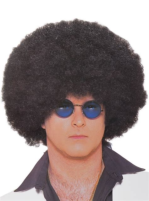 Adults 1970s Fluffy Black Afro Jumbo Black Frizzy Afro Costume Wig