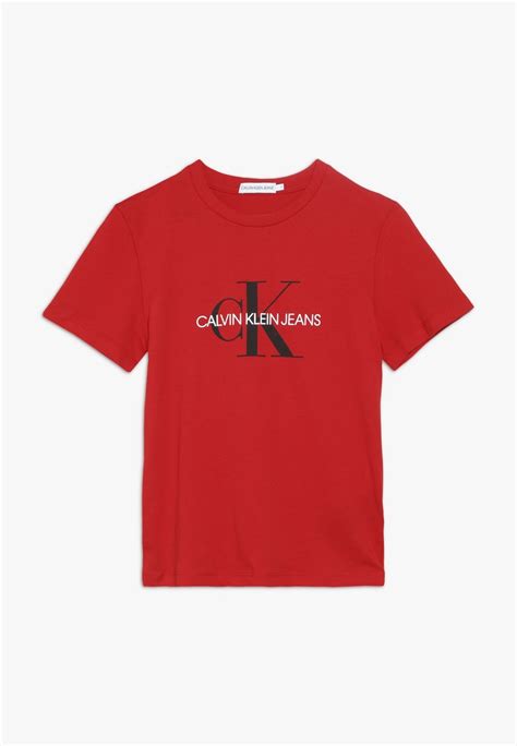 Calvin Klein Jeans Monogram Logo Unisex T Shirt Con Stampa Red