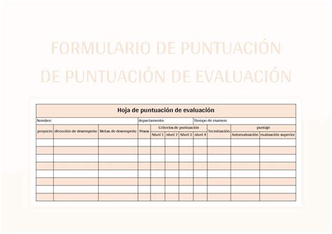 Plantilla De Excel Formulario De Registro De Puntuaci N De Evaluaci N Y