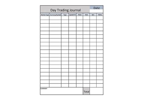 Day Trading Journal Template