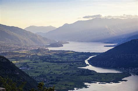 Italy Province Of Sondrio Scenic View Of Lake Mezzola In Riserva