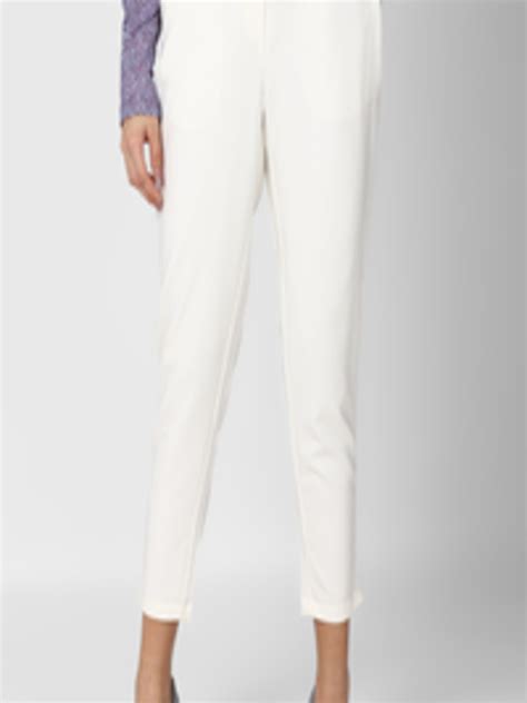 Buy Van Heusen Woman Women White Slim Fit Trousers Trousers For Women