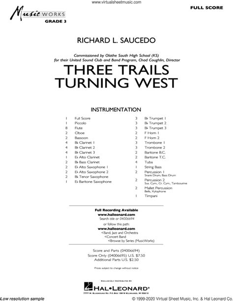 Three Trails Turning West Sheet Music Complete Collection For Concert