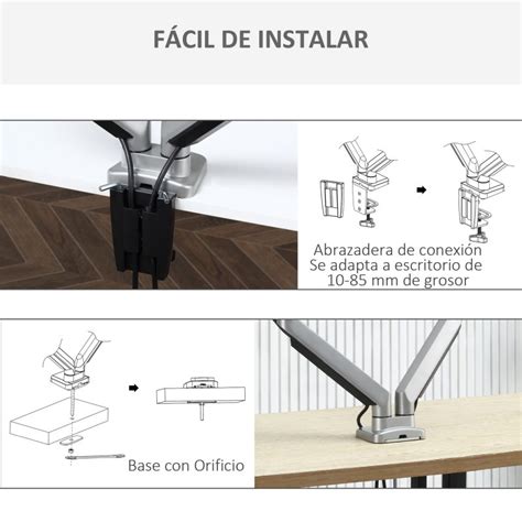 Vinsetto Soporte De Mesa Dos Brazos Para Monitor Vesa X