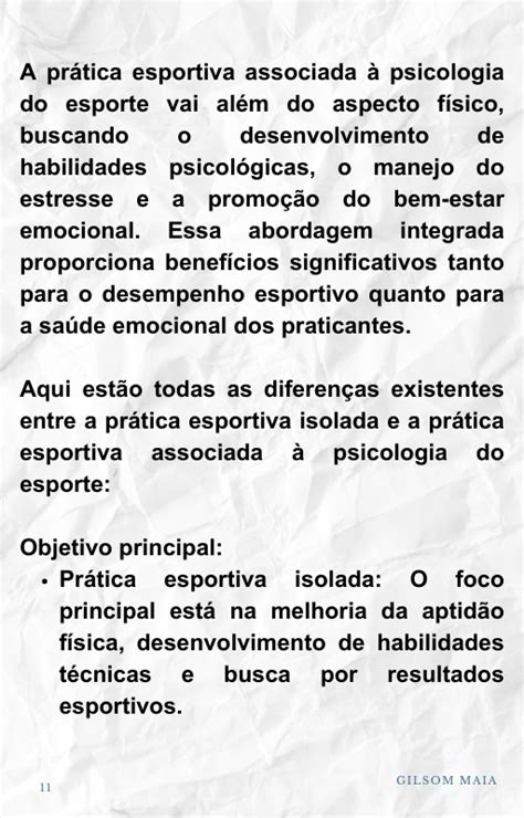 A Import Ncia Da Pr Tica Esportiva Isolada E Associada A Psicologia Do