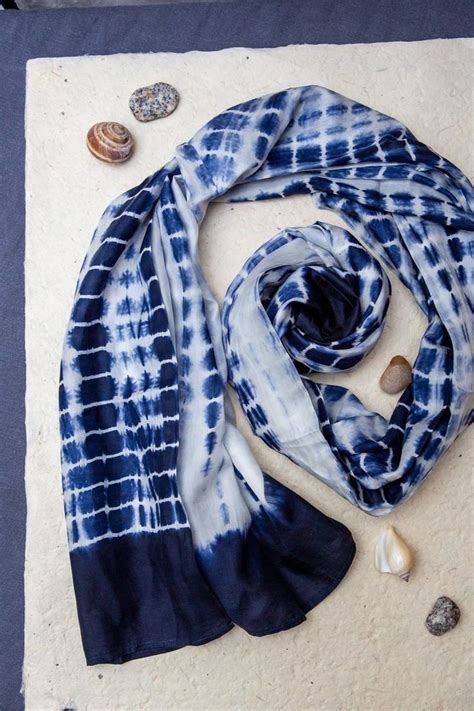 Shibori Summer Scarf In Indigo Shibori Scarf Tie Dye Fashion Hand