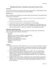 Boardroom Critical Thinking Assignment Instructions Docx Bmal