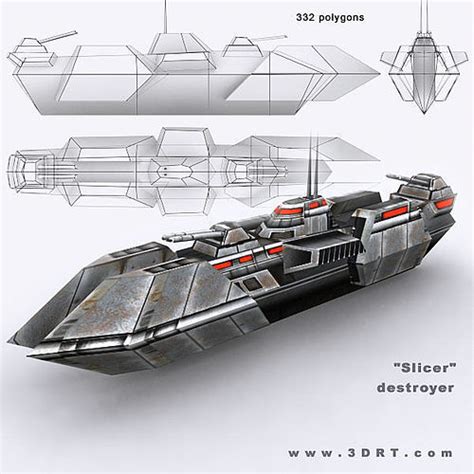 3D model 3DRT - Sci-Fi Naval Vessel - Slicer2 VR / AR / low-poly | CGTrader