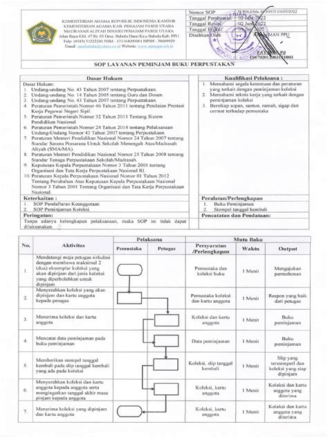 Sop Lyanan Peminjaman Buku Perpus Pdf