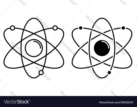 Atom Icon Electrons Revolve Around Proton Vector Image