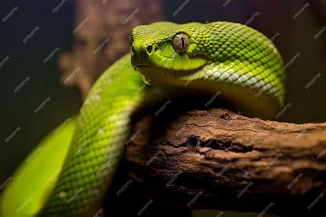 Green venomous snake on the tree | Premium AI-generated image