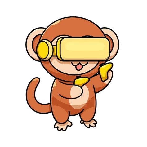 Macaco Vr Bonito Personagem De Desenho Animado Ilustra O Vetorial