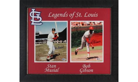 Stan Musial And Bob Gibson Signed Cardinals Legends 8x10s Display Framed