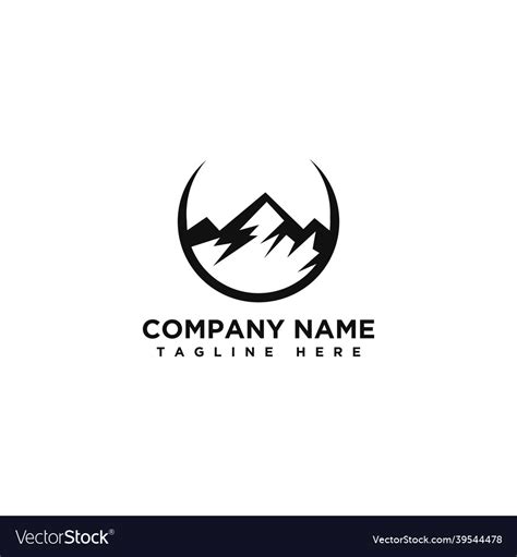 Creative Black Mountain Circle Logo Design Vector Image