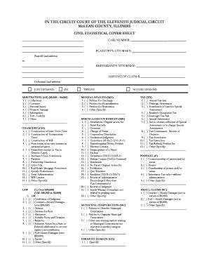 Fillable Online Mcleancountyil Civil Statistical Cover Sheet Doc