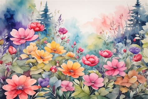 Watercolor Flower Garden Graphic by Forhadx5 · Creative Fabrica