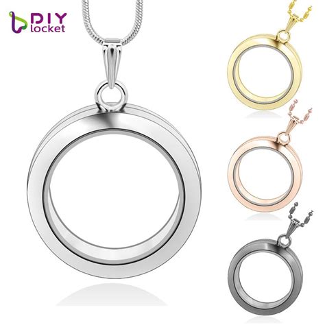 30mm Round Magnetic Glass Floating Charm Locket Zinc Alloy Chains