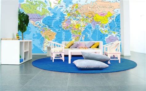 Buy Academia Maps World Map Mural Blue Ocean Large 125x84 Inch Self