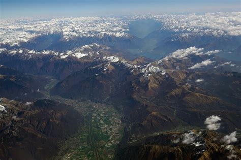 Premium Photo Lugano Lake In Switzerland Aereal View From Airplane