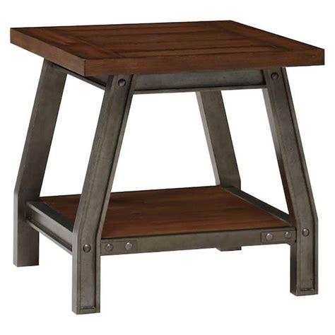 Benjara In Brown And Gray Rectangle Wood End Table With Open Shelf